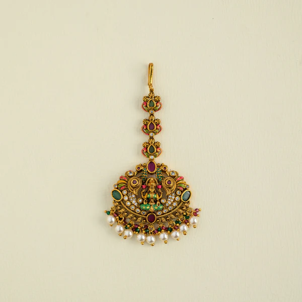 Hand painted Real Gold Inspired Maang Tikka